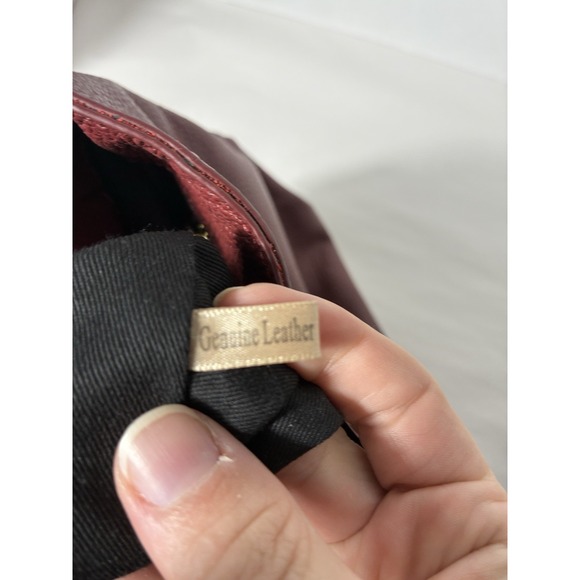 LAGGO burgundy‎ pebbled leather Drawstring Sholder Bag Boho magnetic closure - Picture 6 of 11